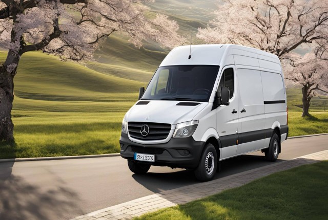 A Mercedes-Benz Sprinter parked in Chicago, highlighting one of the top five van rentals in the city.